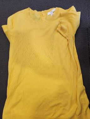 1901 Nordstrom Button Back Yellow Sweater in Green Medium Women's Medium